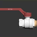 Industrial Ball Valve With Red Handle Silver Body And Brass Threaded End