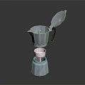 Stainless Steel Moka Pot With Open Lid And Layered Design For Home Use