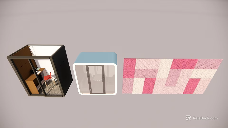 Modern Cube Structures With Geometric Patterns And Interior Design Elements 3d model