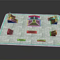 Fitness Training Space With White Mat And Red Workout Equipment Layout Design