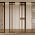 New Chinese style lattice partition 3d model