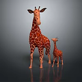 Giraffe Stuffed Toys Large And Small Standing With Spotted Pattern 3d model