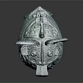 Ancient Bronze Horned Animal Shaped Artifact With Spiral Patterns And Ornate Design