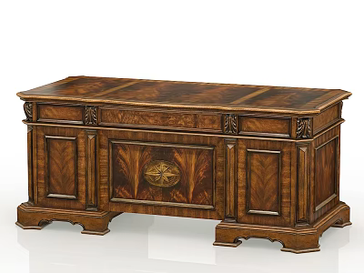 Classical Wooden Desk With Carved Ornaments Decorative Panel And Sturdy Legs 3d model