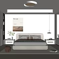 Modern Minimalist Bedroom Interior Design With Comfortable Bed Bedside Tables And Wall Art