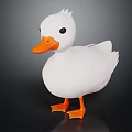 White Duck Toy Figure With Orange Beak And Webbed Feet Character Design