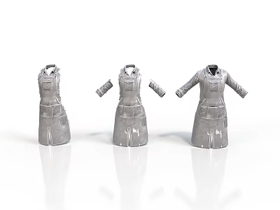 Gray Apron 3D Models With Different Sleeve Designs And Length Variations 3d model