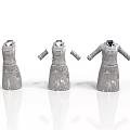 Gray Apron 3D Models With Different Sleeve Designs And Length Variations 3d model