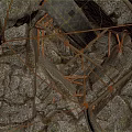Deep Pit Structure With Rough Stone Walls Wooden Frames And Hanging Ropes