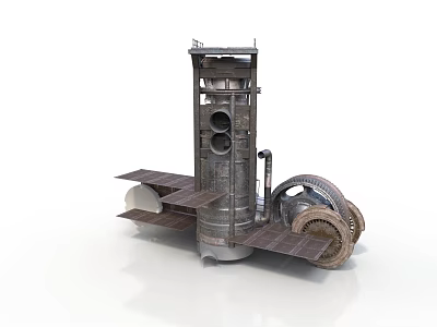 Rocket Launch Vehicle With Engine Components And Satellite Parts 3d model