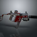 Tactical Submachine Gun With Red Silver Frame Mechanical Parts And Scope 3d model