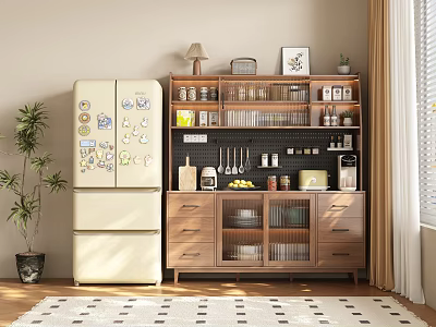 Modern Natural Wood Sideboard Cabinet With Large Capacity Kitchen Storage Space For Cozy Home Dining 3d model