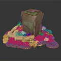 Modern Natural Stone Decor With Green Moss Small Plants And Earth Base