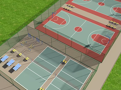modern basketball court basketball court playground 3d model