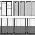 Different Glass Door Styles With Modern Frames And Sliding Hinged Options 3d model