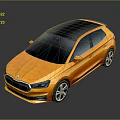 Orange Hatchback Car With Black Roof Silver Alloy Wheels And Modern Front Grille