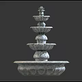 Multi Tiered Stone Garden Water Fountain With Classic Design And Decorative Base
