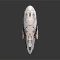 White Streamlined Futuristic Concept Vehicle With Fragmented Structure And Green Accents