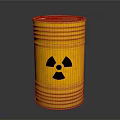 Yellow Radioactive Barrel With Black Radiation Symbol On Dark Background