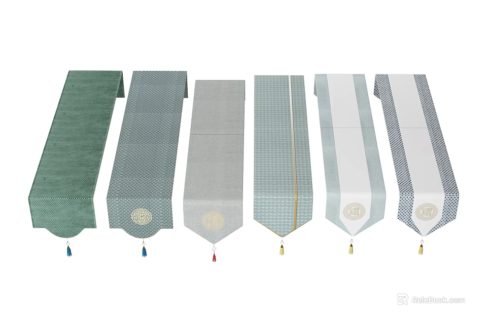 Stylish Bed Runners With Various Colors Different Designs Soft Fabric And Tassel Details 3d model 