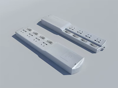 Modern White Switch Panel Design With Multiple Sockets And USB Ports 3d model