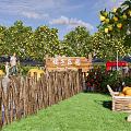 Scenic Wall With Orange Paradise Sign Surrounded By Fruit Trees And Oranges