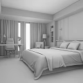 Hotel Guest Room Interior With Comfortable Bed White Linen Green Blanket Windows And Decorative Painting