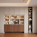 Modern Decorative Cabinet Interior Design With Display Shelves Books And Decorative Items