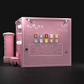 Pink Valentine's Day Exhibition Stand With Heart Shape Red White Checkered Floor And Cloud Decorations