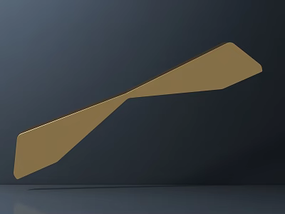 Golden Abstract Geometric Sculpture With Modern Metal Carving And Dark Background 3d model