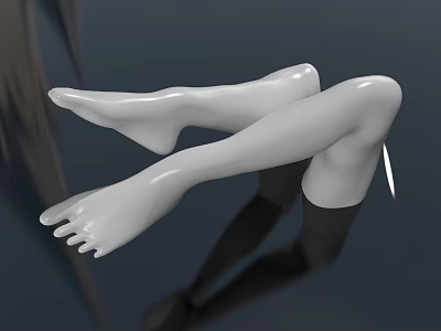White Human Legs And Feet Model With Smooth Lines On Dark Background Reflection 3d model