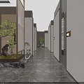 Elegant Traditional Hotel Lobby Interior With Cascading Water Screen Bonsai Tree And Reception Desk