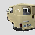 Beige Panel Van With Side Windows Sliding Doors And Functional Design 3d model