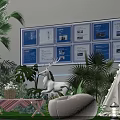 Outdoor Flower Arrangement Decor With White Tent Green Plants Lawn And Decorative Items