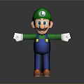 Green Hat Blue Overalls Character Figure With White Gloves And Brown Shoes