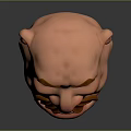 Cartoon Character Face 3D Model with Brown Mustache Exaggerated Eyes and Expressive Features