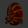Aquatic Hermit Crab Displaying Orange Brown Striped Shell Long Antennae Spotted Legs On Shiny Background