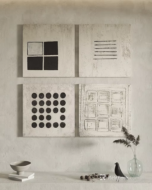 Modern Wall Art With Various Geometric Patterns And Minimalist Design 3d model