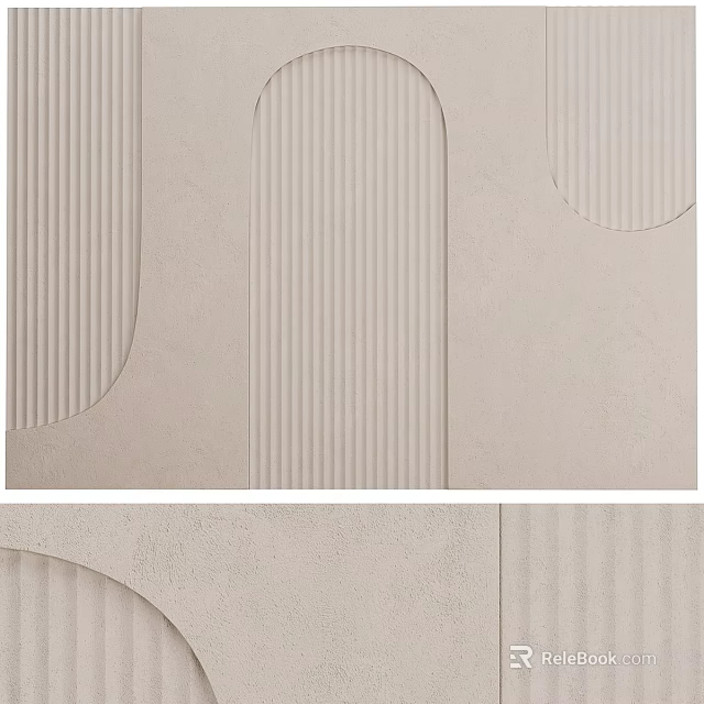 Textured Minimalist Background Wall With Arched Shapes And Ribbed Details In Neutral Tone 3d model 