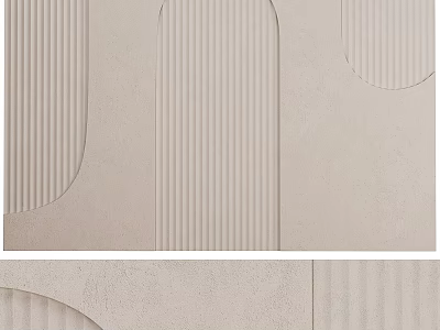 Textured Minimalist Background Wall With Arched Shapes And Ribbed Details In Neutral Tone 3d model
