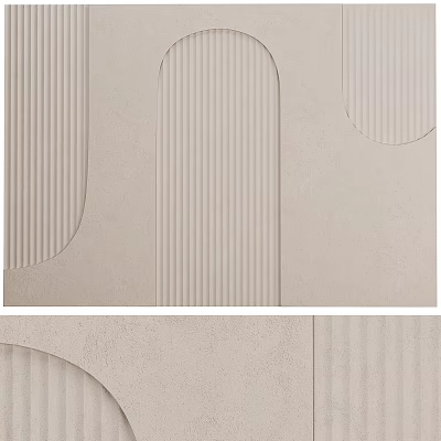 Textured Minimalist Background Wall With Arched Shapes And Ribbed Details In Neutral Tone 3d model