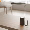 Modern Minimalist Table Lamp With Metal Stand On Wooden Desk In Simple Living Space