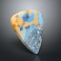 Hand Carved Agate Stone Sculpture With Yellow Blue Orange Marbled Patterns And Irregular Triangular Shape 3d model