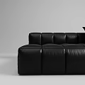 Modern Black Leather Sectional Sofa With Tufted Design And Accent Pillow 3d model