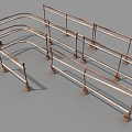 Iron guardrail rusty fence railing 3d model