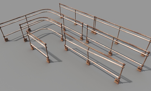 Iron guardrail rusty fence railing 3d model