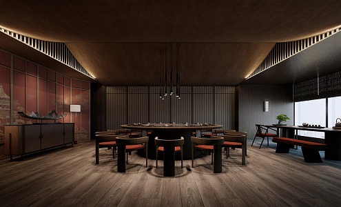 New Chinese Private Room Restaurant Private Room 3d model