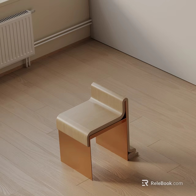 Light Wood And Copper Frame Modern Side Table For Living Room Corner 3d model 