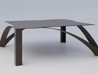 Modern Coffee Table With Black Metal Curved Frame And Smooth Top Surface 3d model