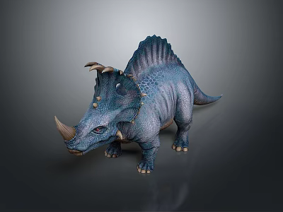 Blue Dinosaur Model With Spiked Back Horns And Detailed Skin Texture 3d model
